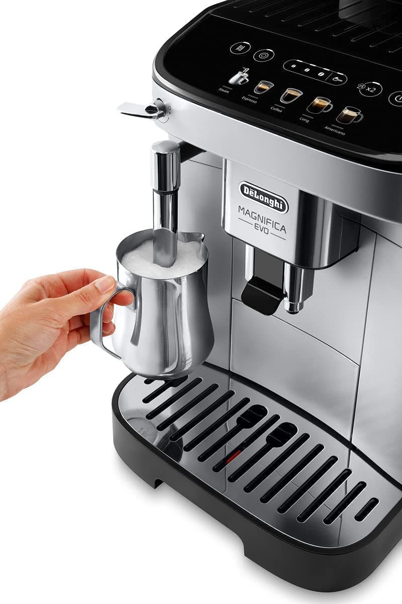 De'Longhi Magnifica Evo ECAM 292.33.SB Kaffeevollautomat mit Milchaufschäumdüse,intuitives Bedienfeld,2-Tassen-Funktion, Silber & Milchkännchen DLSC060, 350 ml, Edelstahl - 3