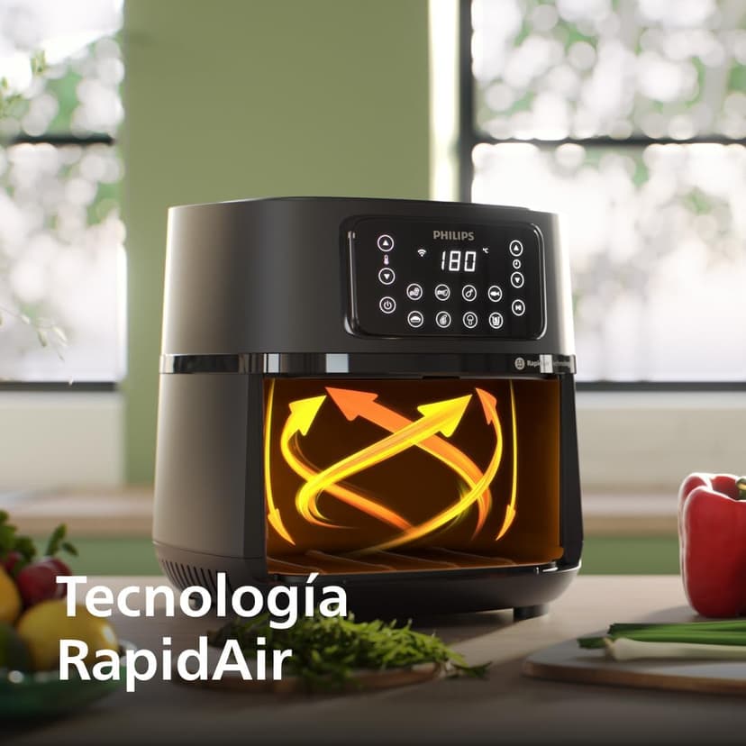 Philips Air Fryer Series 5000 7.2L Connected - 16 Cooking Functions, XXL Size 7.2L/1.4kg, RapidAir Technology, -90% Fat, Touch Screen, Easy to Clean, Black (HD9285/90) - 4