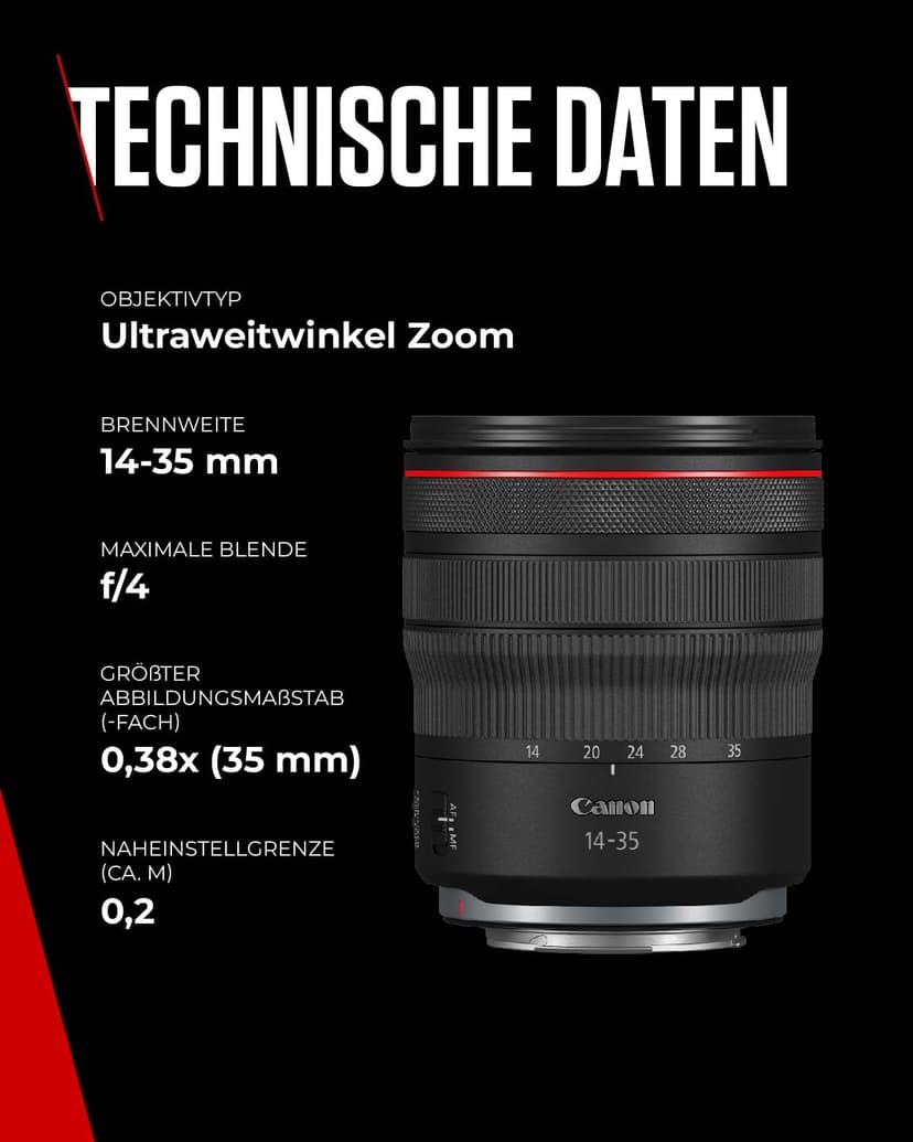 Canon RF Lens 14-35mm F4L IS USM - Ultra-Wide Zoom Camera Lens with 5 Stop Optical Image Stabilizer for Landscape & Architecture | Canon EOS R System Compatible Camera Lens - 8