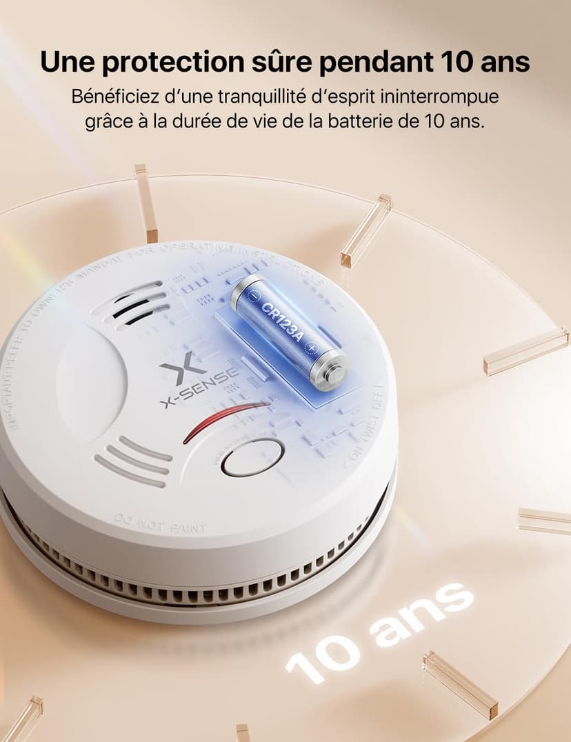 X-Sense Smoke Alarm for Home, 10-Year Sealed Battery Fire Alarm, LED Indicator & Silence Button, Smoke Detector Battery Operated, Conforms to EN 14604 Standard, SD11 - 3