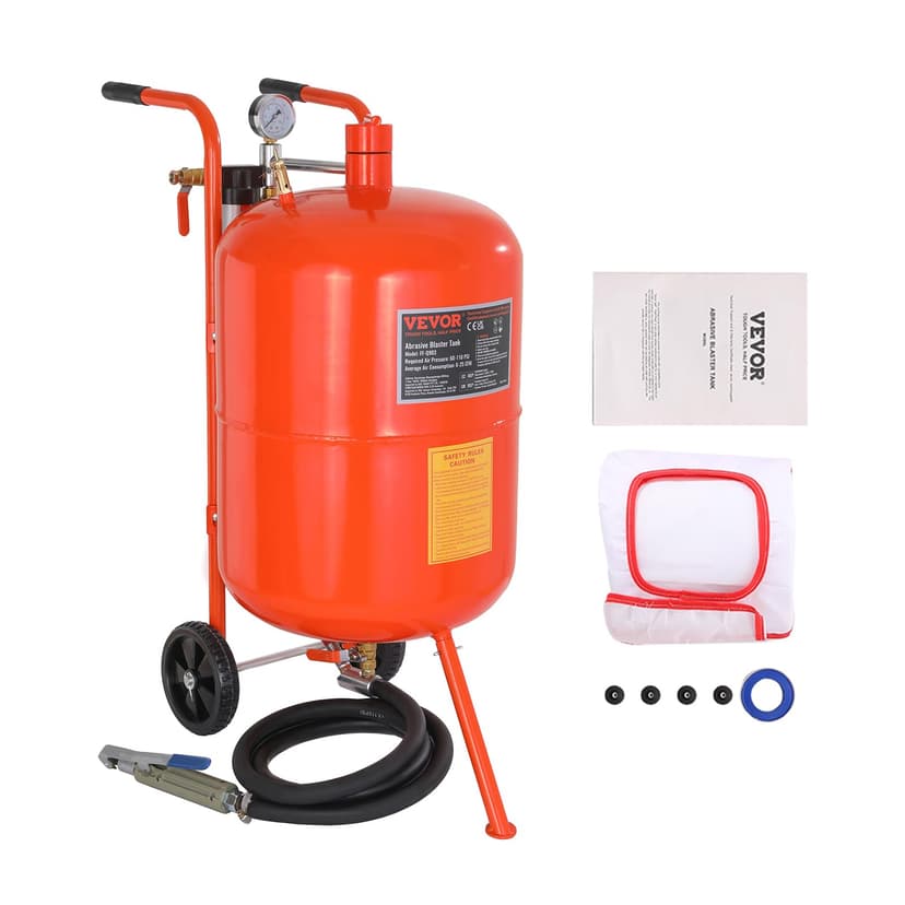 VEVOR Mobile Sand Blasting Machine 75.7L Sandblasting System 8ft Work Hose Sandblaster 60-110PSI Working Pressure Ideal for Removing Rust, Paint, Stains and Polishing Large Areas - 1
