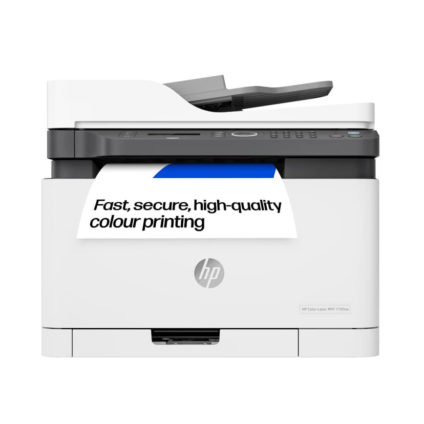 HP Color Laser MFP 179fnw, 4ZB97A, Imprimante multifonction couleur A4, copie, numérisation, ADF, fax, Wi-Fi, Ethernet, HP Smart, USB 2.0, 18 ppm en noir et blanc, 4 ppm en couleur, blanche - 1