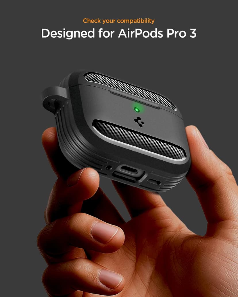 Spigen Rugged Armor Case Compatible with AirPods Pro 3 (2025) - Matte Black - 2