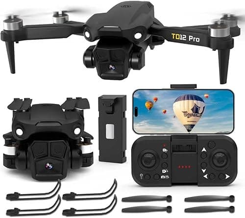 Toladrone TD12PRO Drone with Camera 1080P, Brushless Motor Drones for Adults 90° Motorised Adjustable Level 3 Wind Resistance APP Control Foldable Quadcopter for Beginners