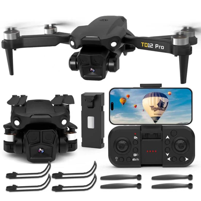 Toladrone TD12PRO Drone with Camera 1080P, Brushless Motor Drones for Adults 90° Motorised Adjustable Level 3 Wind Resistance APP Control Foldable Quadcopter for Beginners - 1