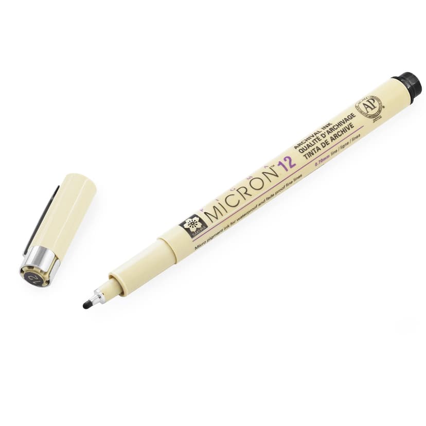 Sakura Pigma Micron Boîte de 3 stylos fineliners pigmentés - 10/12/Pinceau - Encre noire - 2