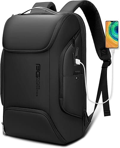 BANGE Sac à dos judicieux pour ordinateur portable de 15,6", sac professionnel pour homme et femme, noir, Large