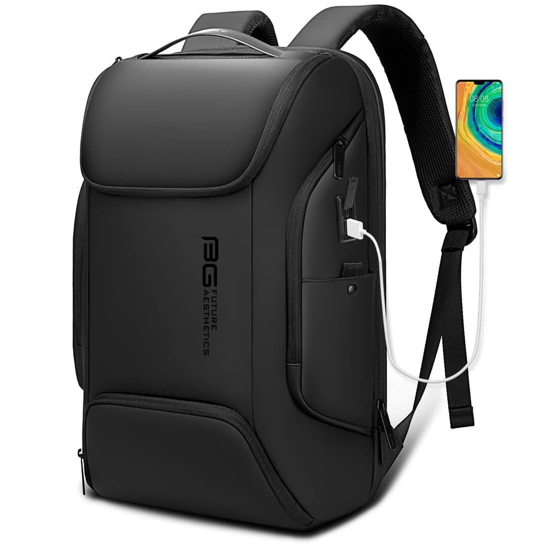 BANGE Sac à dos judicieux pour ordinateur portable de 15,6", sac professionnel pour homme et femme, noir, Large