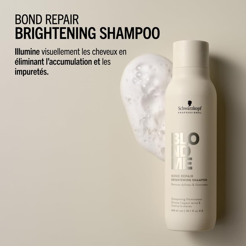 Schwarzkopf Professional BLONDME Bond Repair Brightening Shampoo Shampooing Anti Pollution Thé Blanc Hydratant Renforçant Et Profondément Nourrissant 300 ml - 4