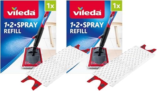 Vileda Tampons de rechange en microfibre UltraMax 1-2 Spray, microfibre, blanc, lot de 2