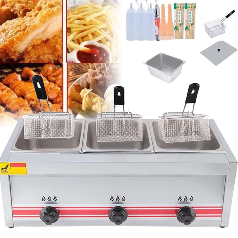 Friteuse à Gaz GPL En Acier Inoxydable Commerciale, Profe… - 1