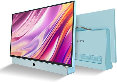 Metz TV Portable 24 Pouces (60 cm) Smart Google TV FHD avec Batterie Intégrée Poignée HDR 10 Chargeur Voiture 12V Ecran Anti-reflet Dolby Audio HDMI USB Bluetooth Wi-FI (24MPE7000 Bleu)