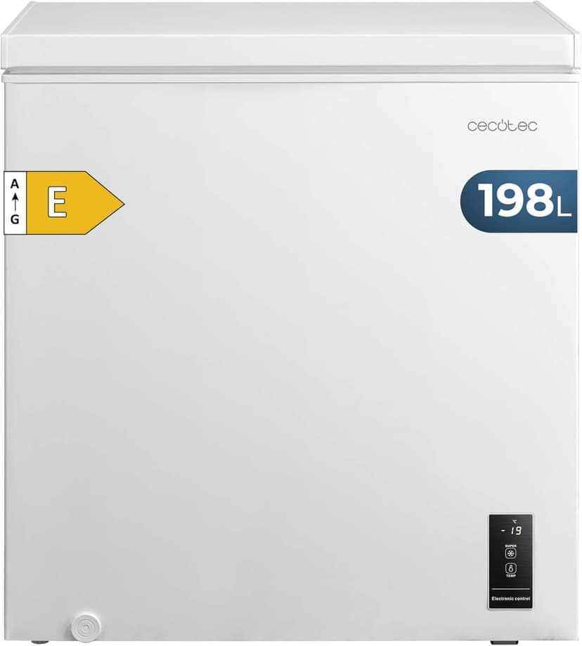 Cecotec Chest Freezer 198L Bolero CoolMarket Chest 198P White E. Basket, Electronic LED Control, UltraContact D-Cool, Dual Function, ZeroG Door (80º-30º), Fast Freezing, Compact - 1