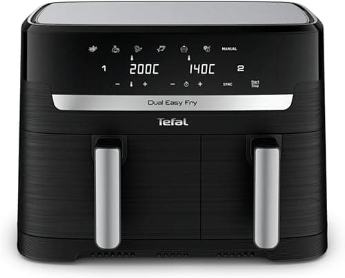 Tefal Dual Fryer without oil, 8.3 L capacity, 2 drawers of 5.2 L and 3.1 L, 7 automatic programs, digital screen, air fryer EY901810