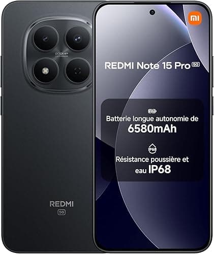 XIAOMI Redmi Note 15 Pro 5G, Smartphone 8+512 GB, Massive 6580mAh Battery, IP66/IP68, New 200MP Camera, 6.83" AMOLED Display, Black, Warranty 2 years, Charger Not Included