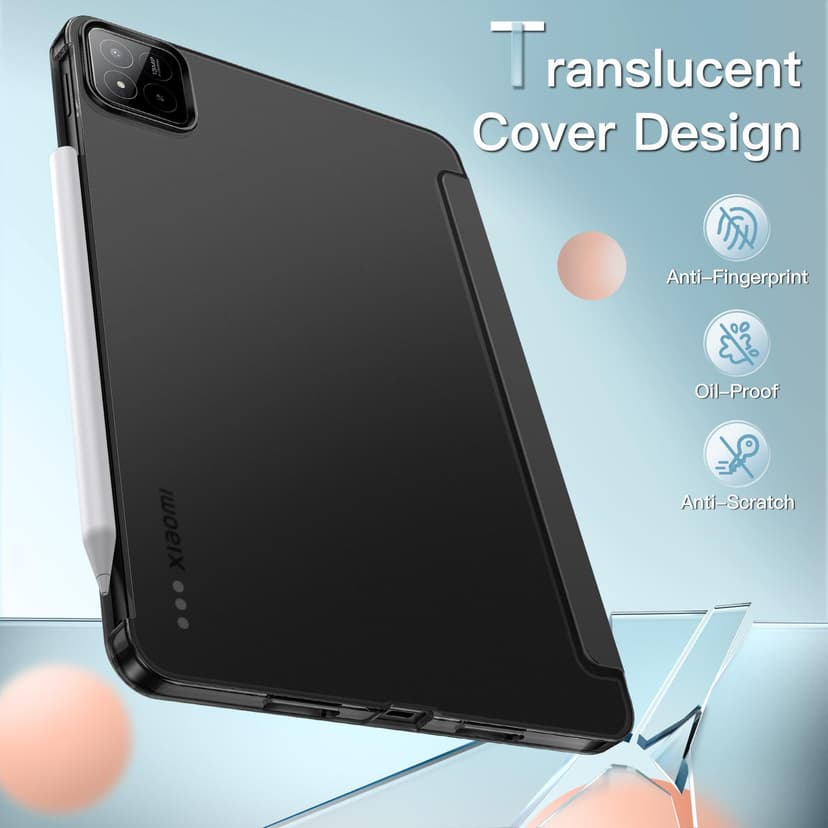 JETech Case for Xiaomi Pad 8/8 Pro & Pad 7/7 Pro (11.2-Inch, 2026/2025 Model), Slim Translucent Back Tri-Fold Stand Protective Tablet Cover with Auto Wake/Sleep (Black) - 4