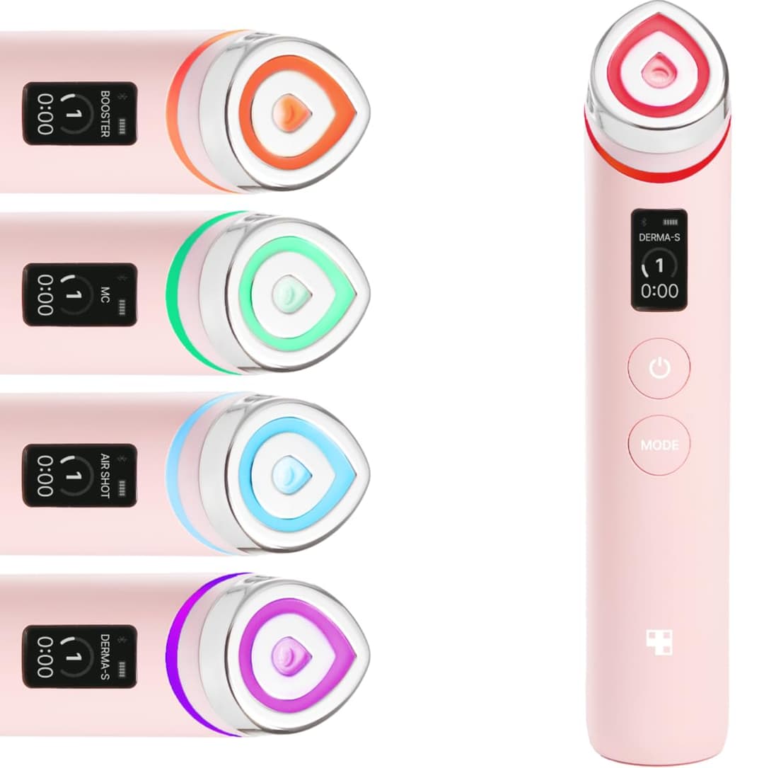 medicube Age-R Booster Pro | 6-in-1 Real Glass Glow Beauty Massager | Looking Glass Skin | Korean Skin Care, Pink