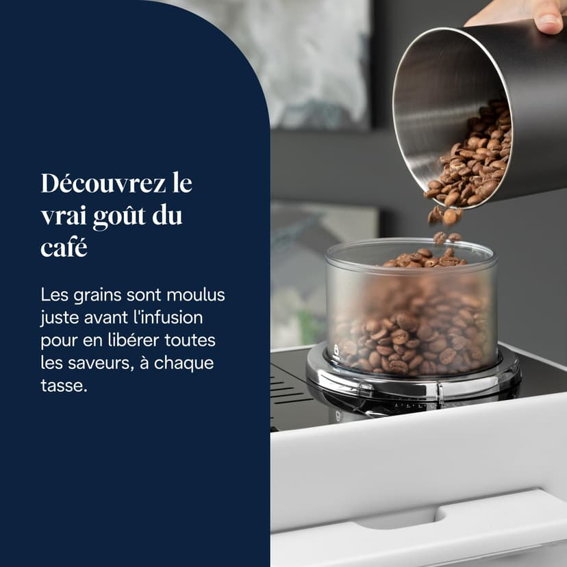 De'Longhi Rivelia EXAM440.55.W, Fully Automatic Coffee Machine with LatteCrema Hot, Automatic Milk Frother, Compact Size Bean to Cup Coffee Machine, 16 Recipes, Touch Colored Display, Arctic White - 3