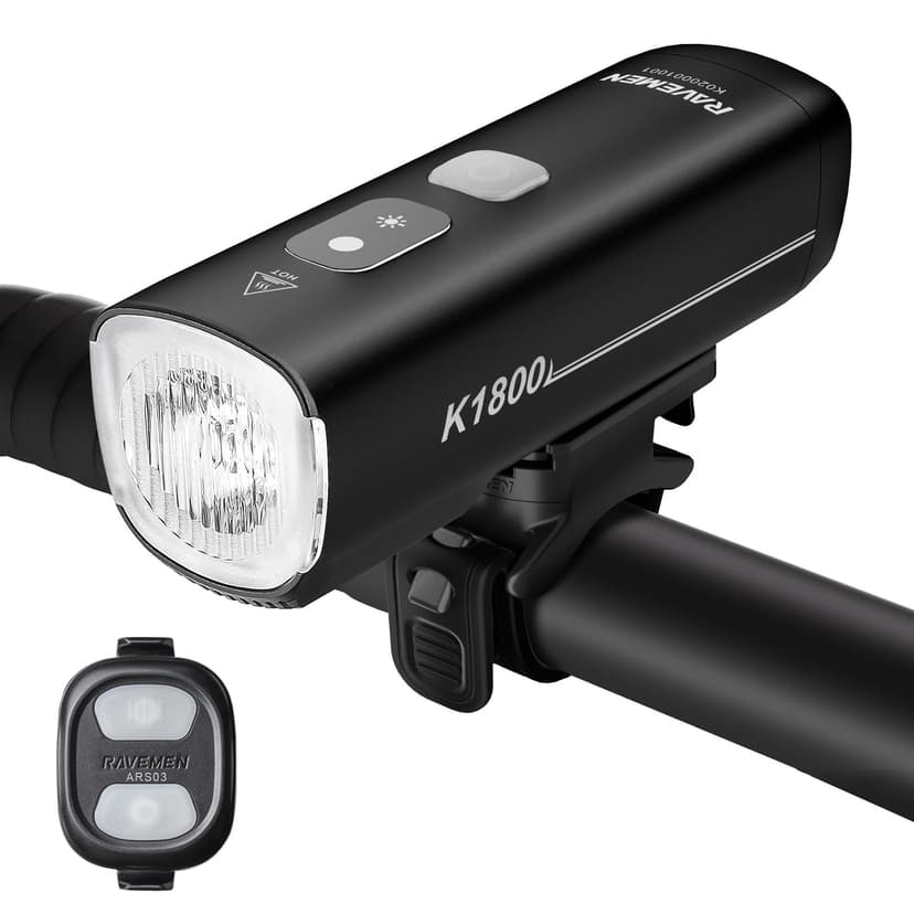 RAVEMEN 1800 Lumens Intelligente Phare Avant pour Vélo, K… - 1