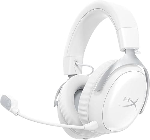 HyperX Cloud III S, Casque Gaming sans Fil, Bluetooth/2,4 GHz, PC/PS5/Xbox, jusqu'à 200h de Batterie, transducteurs 53 mm, DTS, Micro 10 mm, Blanc
