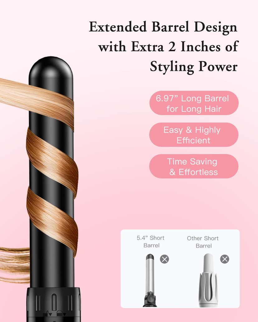 BESTOPE PRO 6-in-1 Curling Iron, Large Curls and Small Curling Irons, Curling Iron with Various attachments, Gloves, Temperature Adjustable, Black - 3