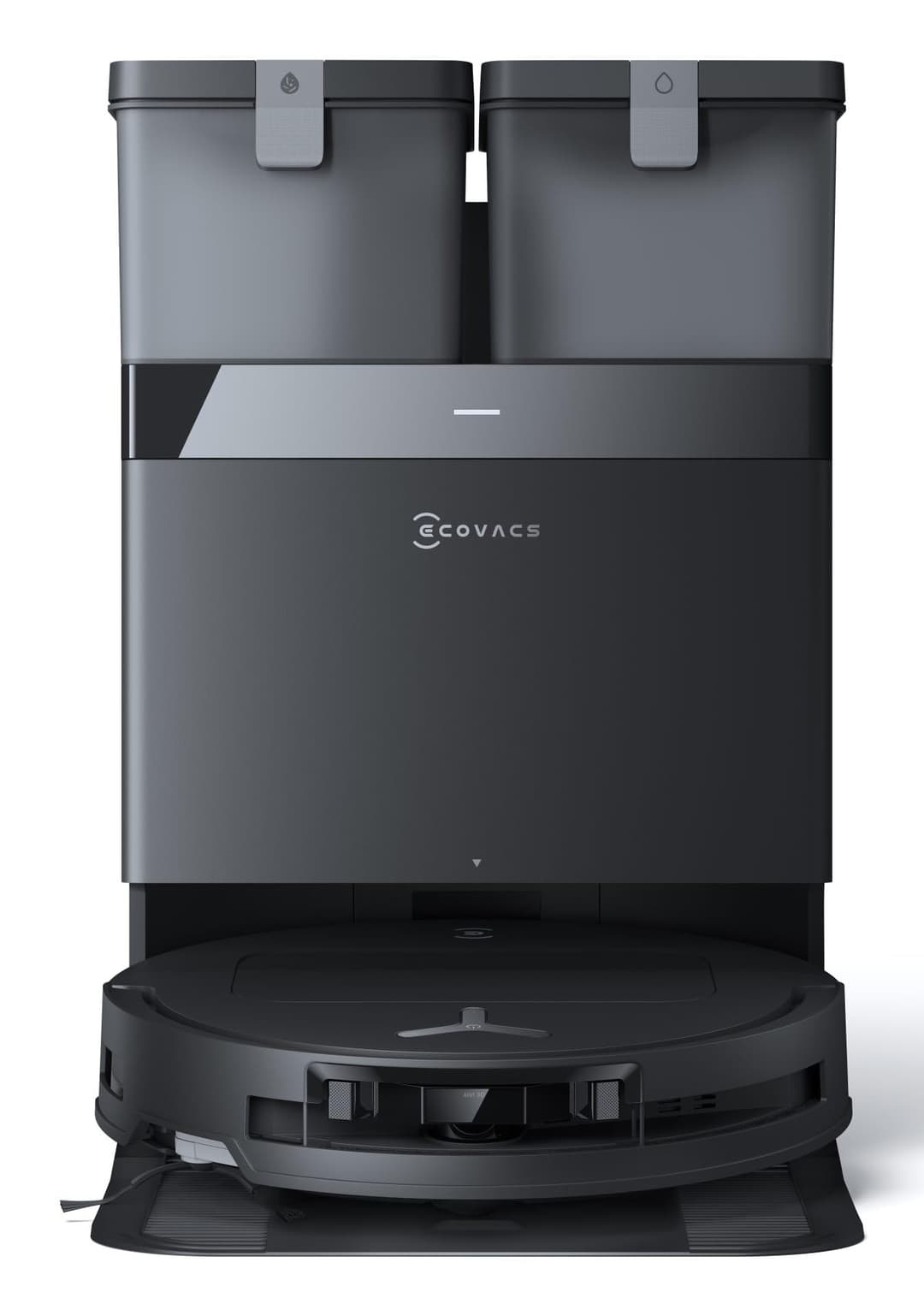 ECOVACS DEEBOT T50 OMNI Robot Vacuum Cleaner, 15000 Pa, Extendable Side Brush and Floor Washer, ZeroTangle 2.0, Warm Water Wash at 75 °C, Ultra Slim 81 mm, Black
