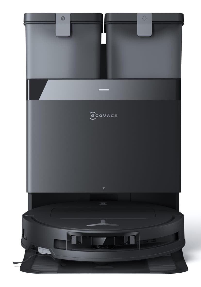 ECOVACS DEEBOT T50 OMNI Robot Vacuum Cleaner, 15000 Pa, Extendable Side Brush and Floor Washer, ZeroTangle 2.0, Warm Water Wash at 75 °C, Ultra Slim 81 mm, Black - 1
