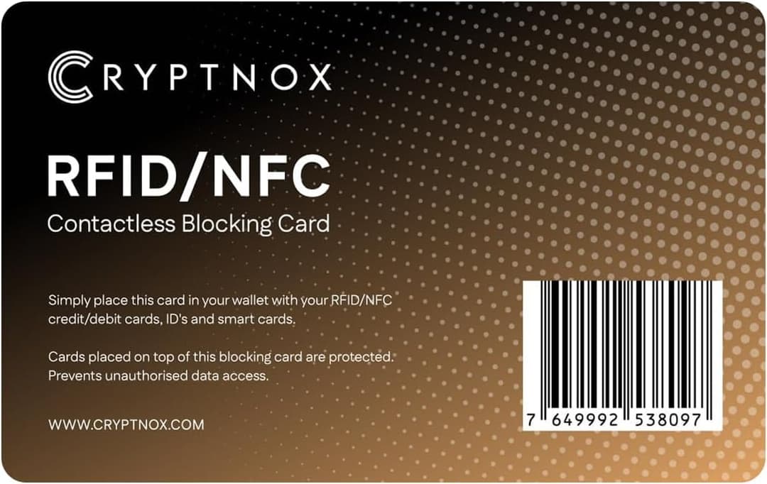 Cryptnox® RFID/NFC Contactless Blocking Card - Ultimate Data Security & Privacy for Wallet, ID, and Cards - Secure Your Digital World Today!