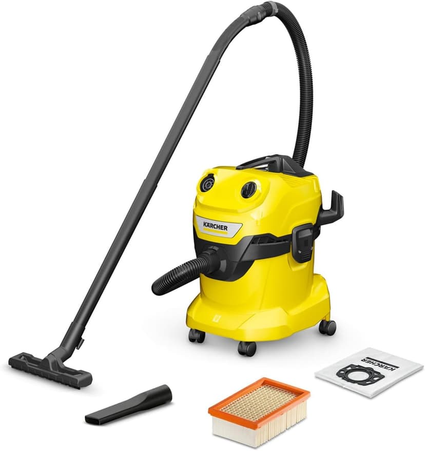 Kärcher WD 4 V-20/5/22 Heavy Duty Vacuum Cleaner WD 4 V-20/5/22 Super Absorbent Energy Efficient Wet/Dry Vacuum Cleaner with 20L Plastic Container, Plan Filter, 5 m Cable and 2.2 m Suction Hose - 1