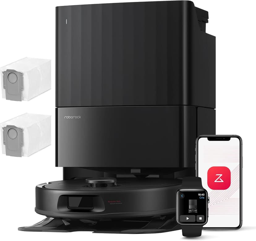 roborock QV 35A Set Aspirateur Robot Laveur, 8000Pa HyperForce, Station Multifonctionnelle, Serpillière Rotative 200 TR/Min & Relevable 10mm, Anti-enchevêtrement, Évitement d'obstacles, Cartographie - 1