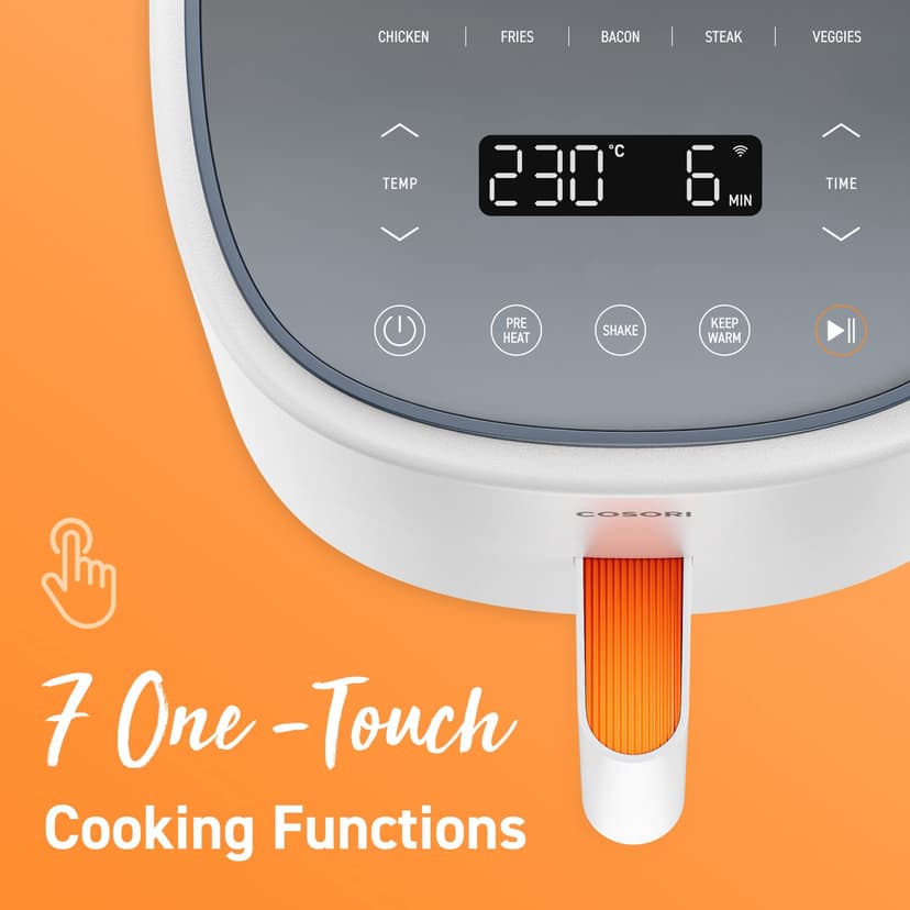 COSORI Air Fryer, 3.8L with 7 Customize Functions, Up to 230℃, 1500W, 1-3 Portions, Oven with App Control, 110+ Online Cookbook, Dishwasher Safe, White - 6