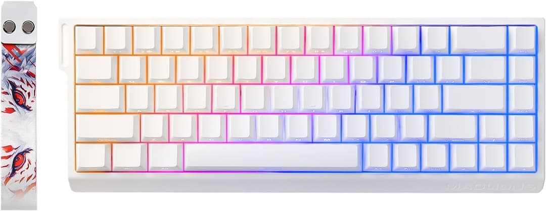 YUNZII x MADLIONS MAD68 HE Rapid Trigger Wired Magnetic Mechanical Gaming Keyboard 60% Hall Effect Switches Adjustable Actuation, PBT Keycaps RGB Hot-Swap,8K Hz Polling Rate (white)
