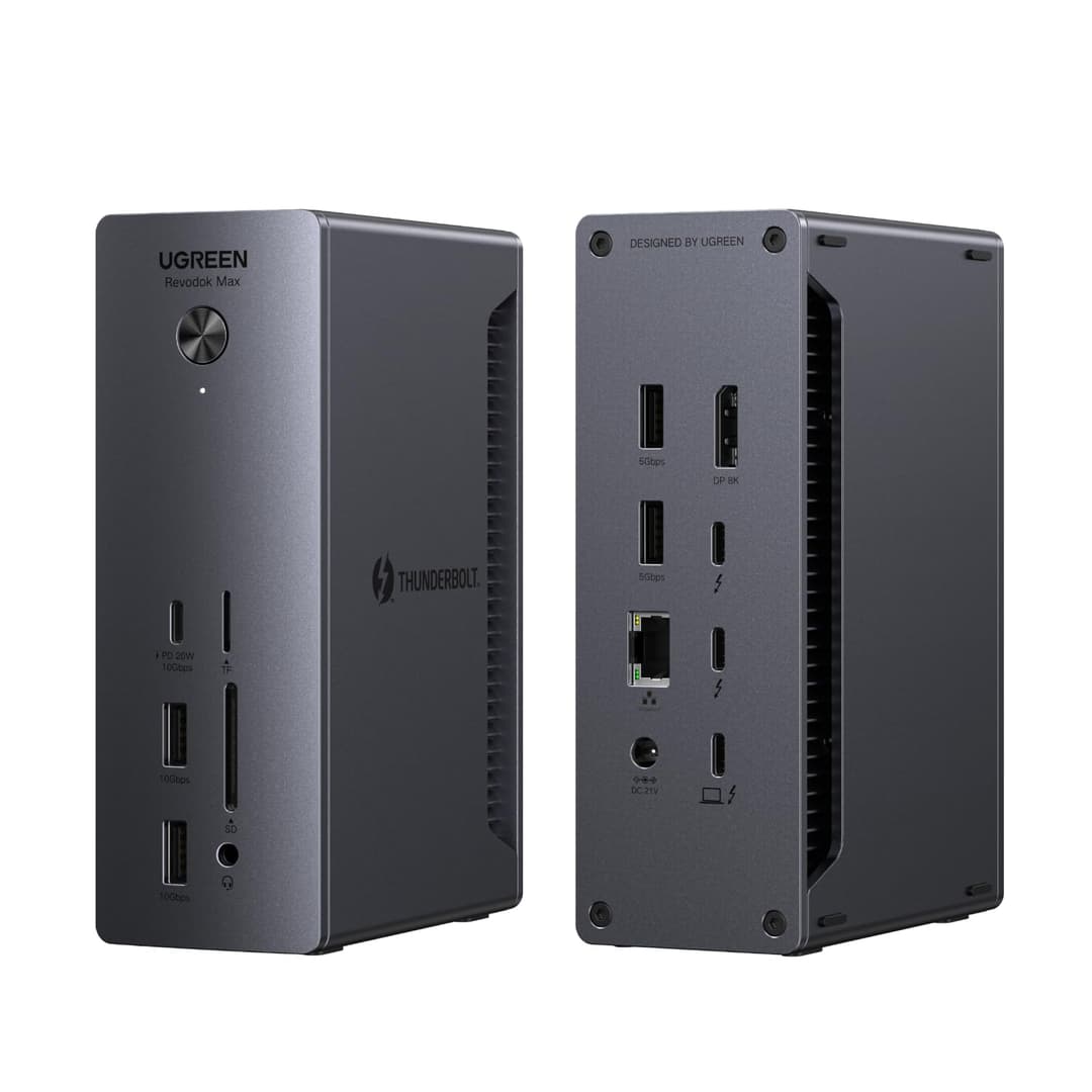 UGREEN Revodok Max 213 Thunderbolt 4 Dock 40Gbps (Dual 4K @ 60Hz, Single 8K Display), 13-in-1 Docking Station 90W Charging for Laptop, 2.5Gbps Ethernet, microSD & SD 4.0, 3.5 mm Aux