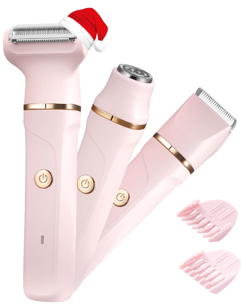 Women's Shaver, 3-in-1 Intimate Shaver for Women, Facial Hair Remover for Women, Women's Shaver Electric for Legs, Arms, Armpits and Bikini Area, Rechargeable IPX7 Waterproof Trimmer Women, Pink - 1