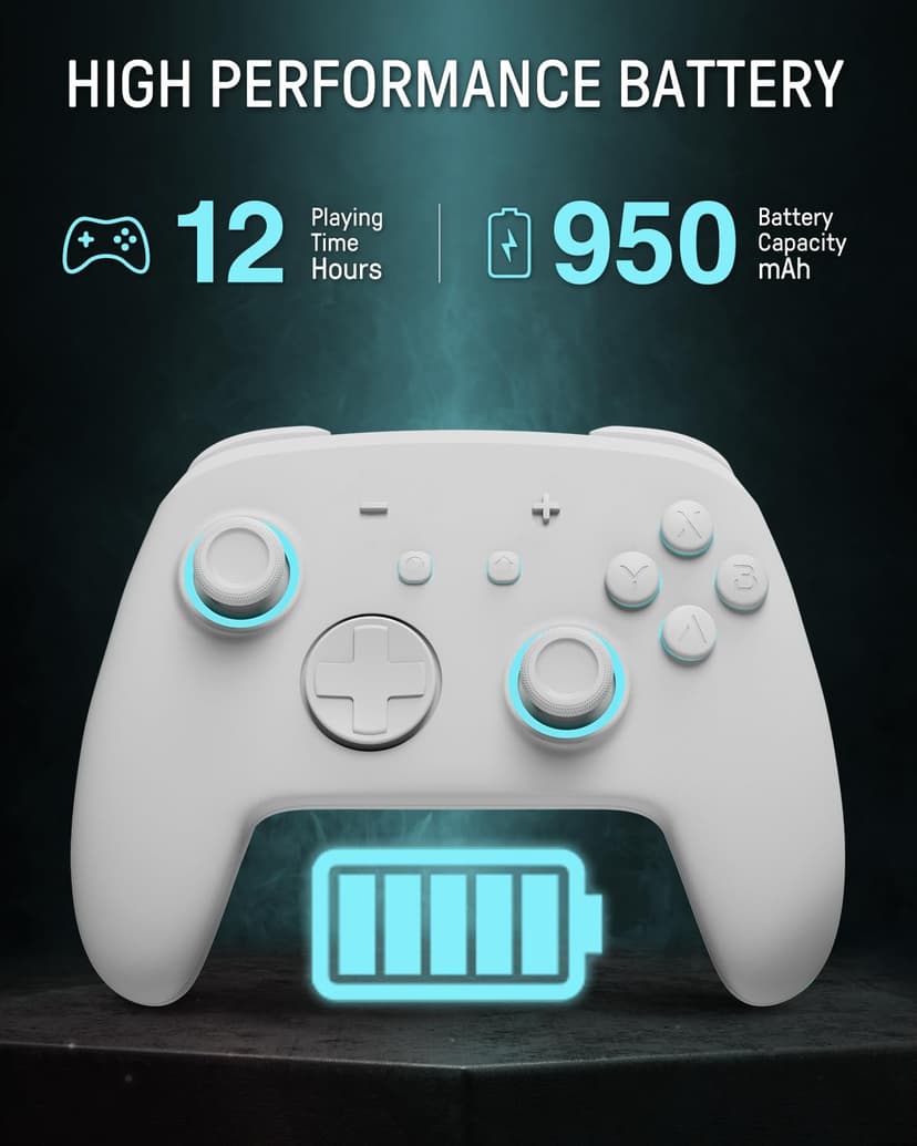 PALPOW Manette Switch 2 Pro, Manette Switch Sans Fil Compatible avec Nintendo Switch 2/OLED/Lite, Firefly Bluetooth Switch 2 Pro Controller avec 7 Couleurs LED/Paddle/Turbo - Blanc - 4