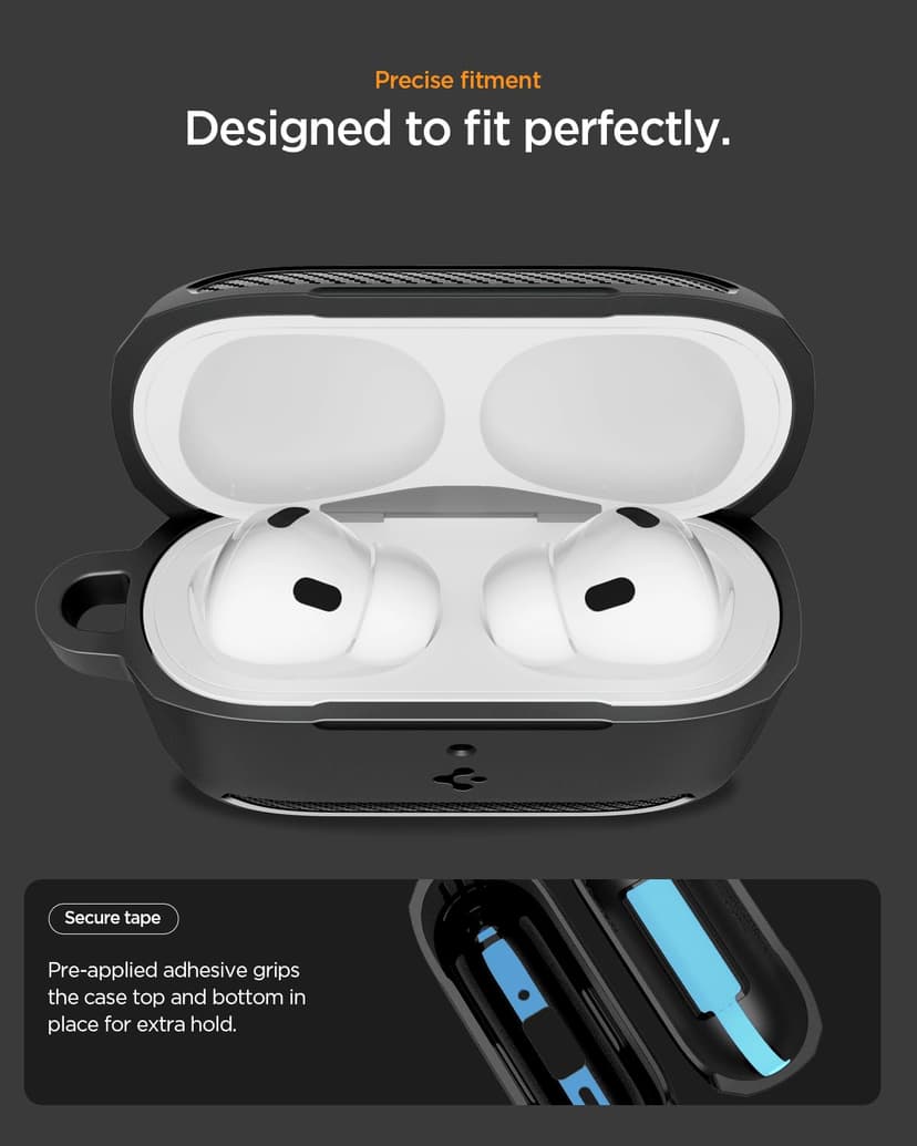 Spigen Rugged Armor Case Compatible with AirPods Pro 3 (2025) - Matte Black - 5