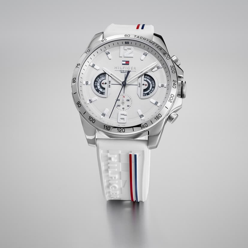 Tommy Hilfiger Montre Analogique Multifunction à Quartz pour Homme avec Bracelet en Silicone Blanc - 1710676 - 3