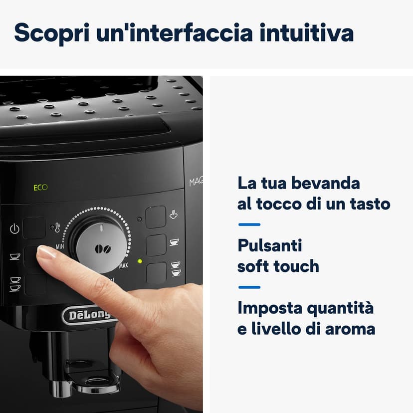De'Longhi Magnifica S ECAM11.112.B, Kaffeevollautomat mit Milchaufschäumdüse für Cappuccino, mit Espresso Direktwahltasten und Drehregler, 2-Tassen-Funktion, Schwarz - 5
