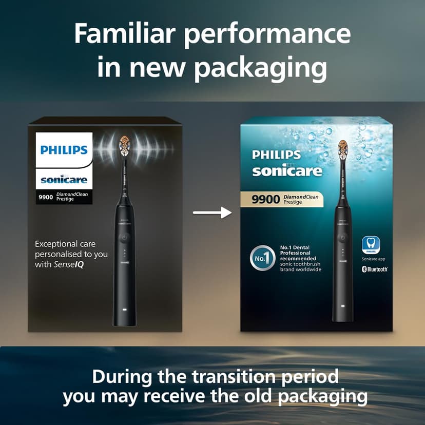 Philips Sonicare9900Prestige Our Most Advanced Electric Toothbrush with SenseIQ, Brush Head, Artificial Intelligence in The Philips Sonicare app, Dark Blue (HX9992/12) 100-240V|50/60Hz - 6