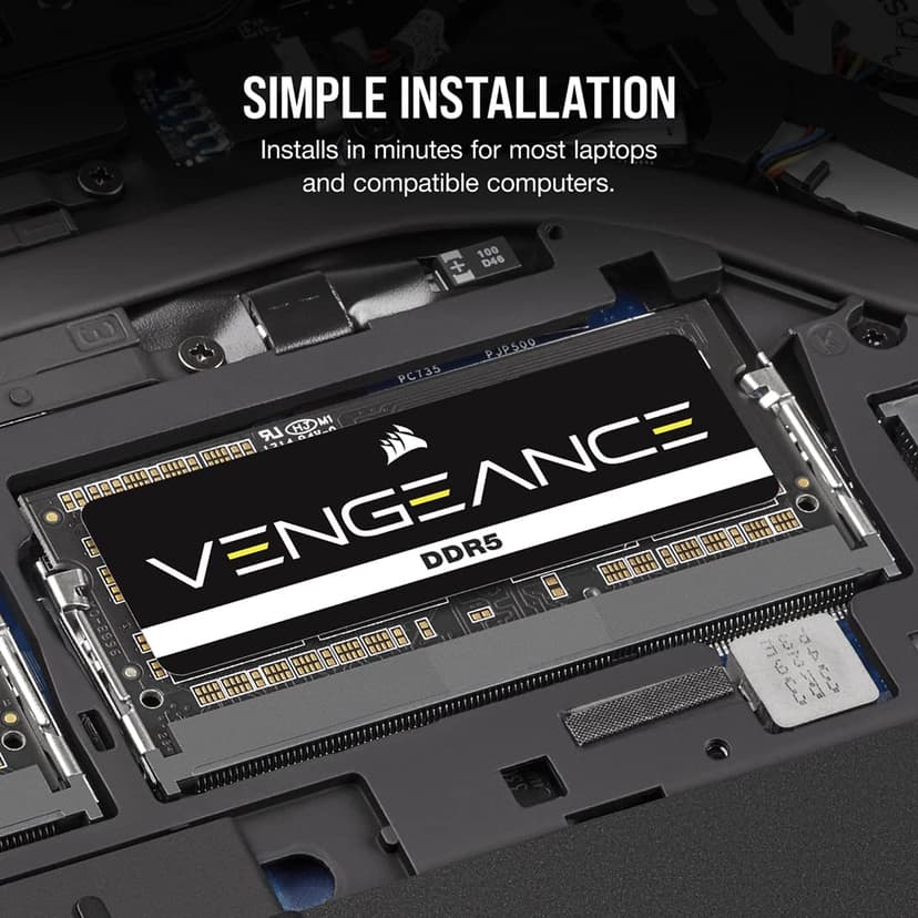 CORSAIR Vengeance SODIMM DDR5 RAM 32GB (1x32GB) 4800MHz CL40-40-40-77 1.1V Intel AMD Laptop Notebook Memory - Black (CMSX32GX5M1A4800C40) - 5