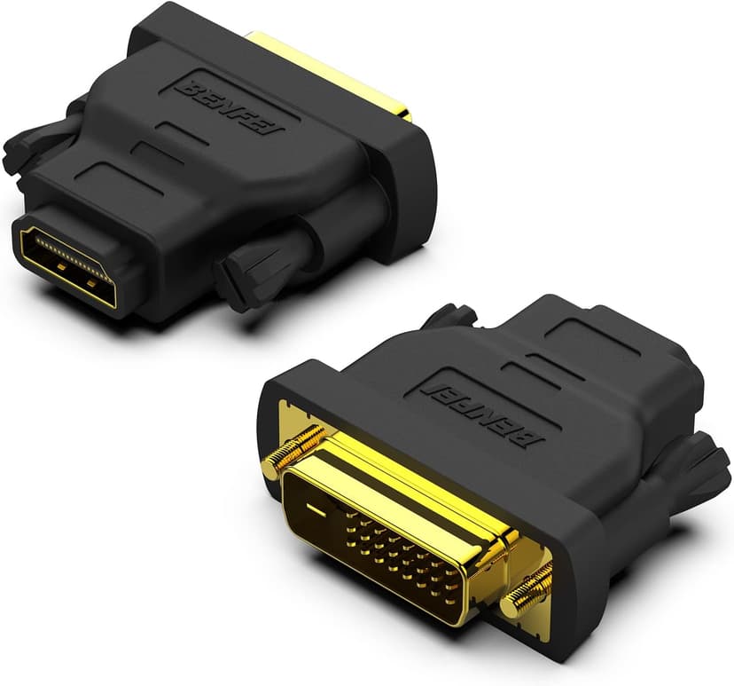 BENFEI DVI to HDMI Adapter, 2 Packs Bidirectional HDMI to DVI-D Adapter with Gold-Plated Connectors - 1