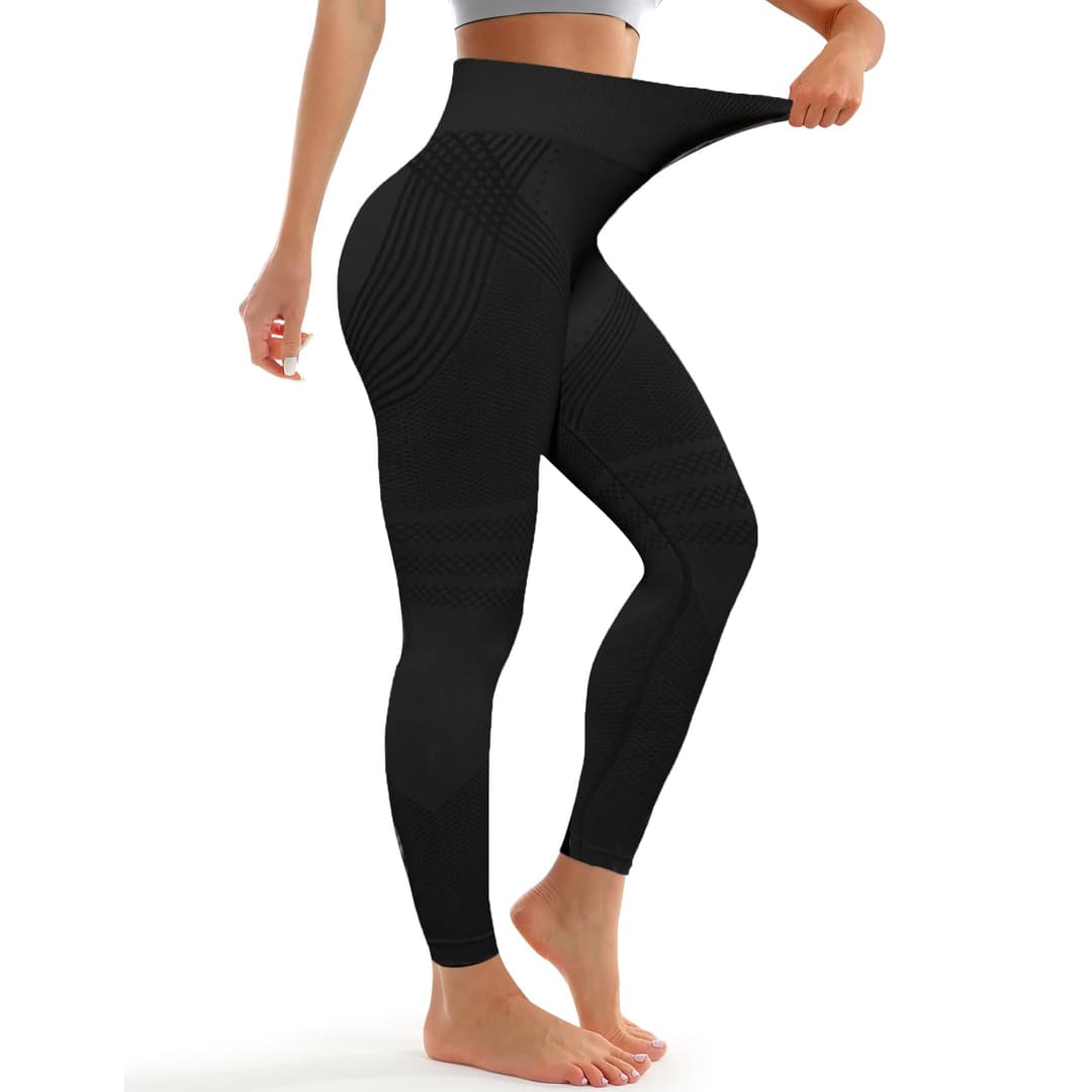 Anti-Cellulite Leggings, Sports Leggings Butt Push Up for Women, Leggings Women's Opaque Compression Sports Trousers, High Waist Yoga Pilates, black, M