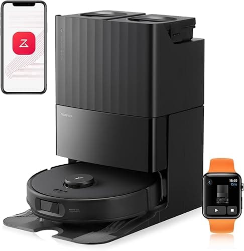 roborock Qrevo Edge S5A Robot Vacuum Cleaner with Mop Function, Dual Anti-Tangle System, 18,500 Pa, FlexiArm Design Edge Cleaning, Heatable Mop, 75°C Hot Water Mop Wash (Black)