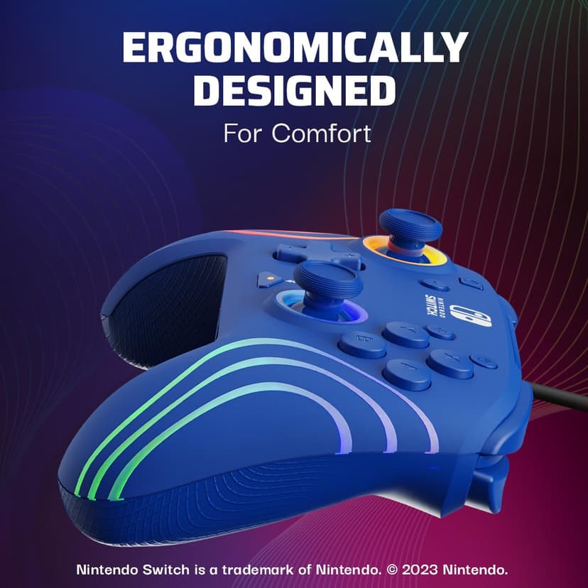 Official Switch Afterglow Wave Wired Controller - Blue - 4