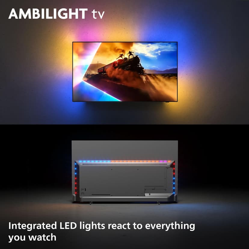 Philips Ambilight 55OLED760 4K OLED Smart TV - 55 Inch Display with P5 AI Perfect Picture Engine, Ultra HD, Titan OS, Dolby Vision and Atmos Sound, Works with Alexa and Google Voice Assistant - 2