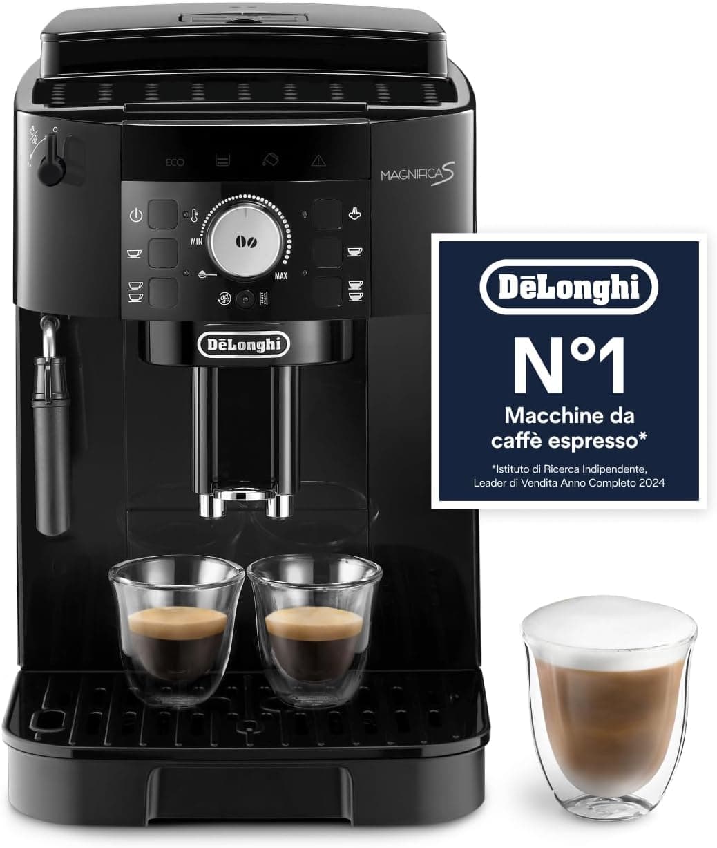 De'Longhi Magnifica S ECAM11.112.B, Kaffeevollautomat mit Milchaufschäumdüse für Cappuccino, mit Espresso Direktwahltasten und Drehregler, 2-Tassen-Funktion, Schwarz