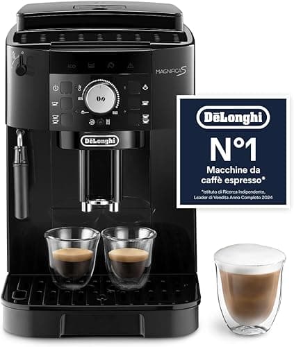 De'Longhi Magnifica S ECAM11.112.B, Kaffeevollautomat mit Milchaufschäumdüse für Cappuccino, mit Espresso Direktwahltasten und Drehregler, 2-Tassen-Funktion, Schwarz