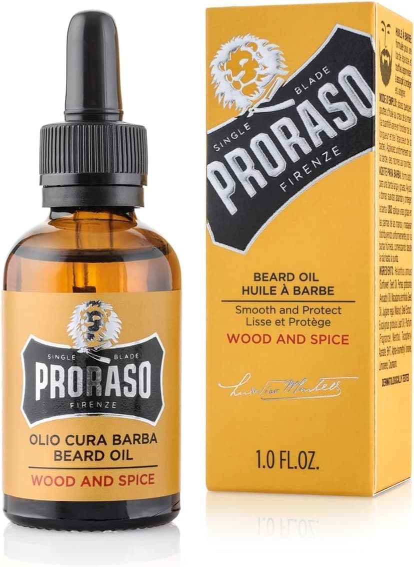 Proraso Beard Oil, Wood and Spice, 30ml, Scented Beard Softener For Men Softens and Protects Long, Bristly Beards, Made in Italy - 1