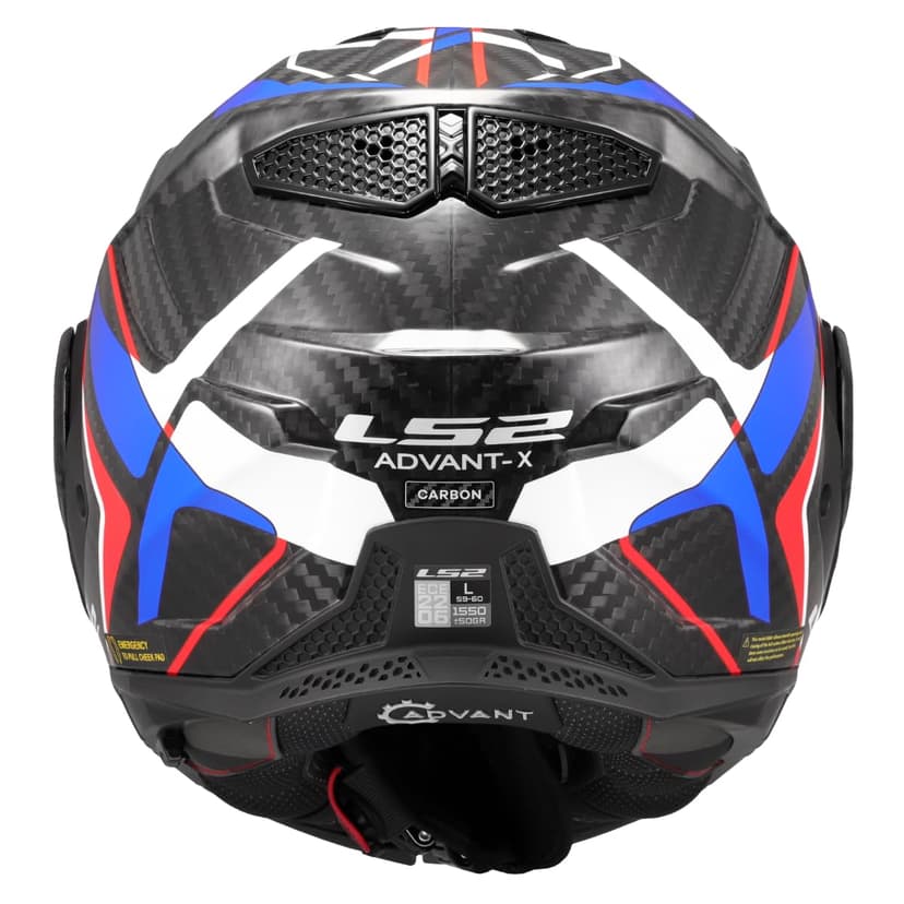 LS2 FF901 Advant X Carbon Black Modular 180° Flip Front Dual Visor Full Face Motorbike Helmet Sport. ECE 22.06 Certified. Pinlock and Backpack Carry Bag - FUTURE II - WHITE BLUE RED - L - 3