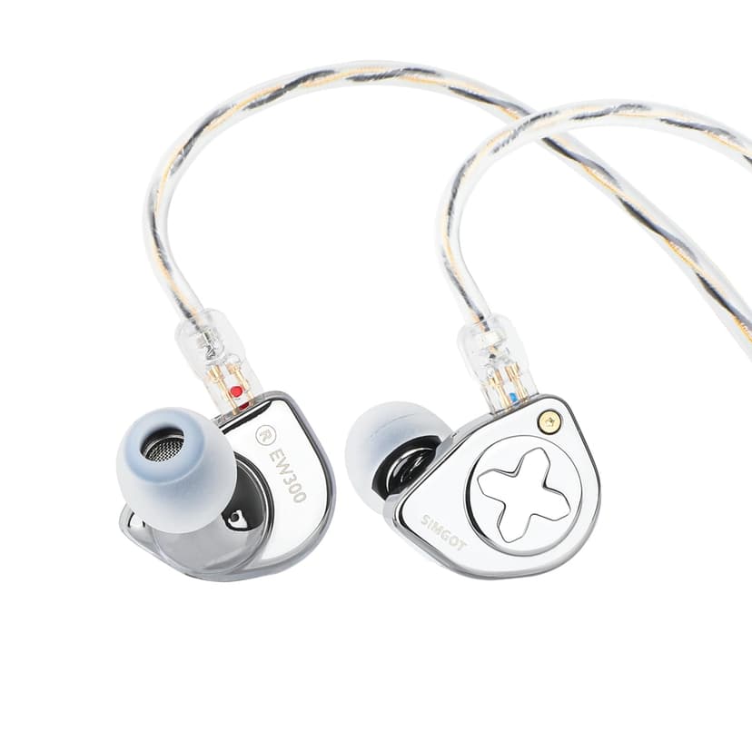 Linsoul SIMGOT EW300 1DD+1Planar+1PZT Hybrid Driver In Ear Monitor, Wired Earbuds IEM, Gaming Earbuds with Detachable Nozzles, Silver-Plated OFC IEM Cable (Standard Edition) - 1